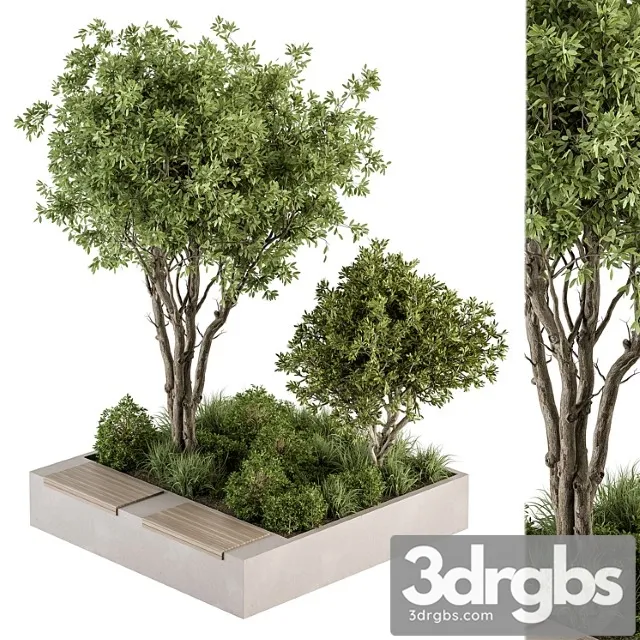 Urban Furniture Bench With Plants 45 3dsmax Download