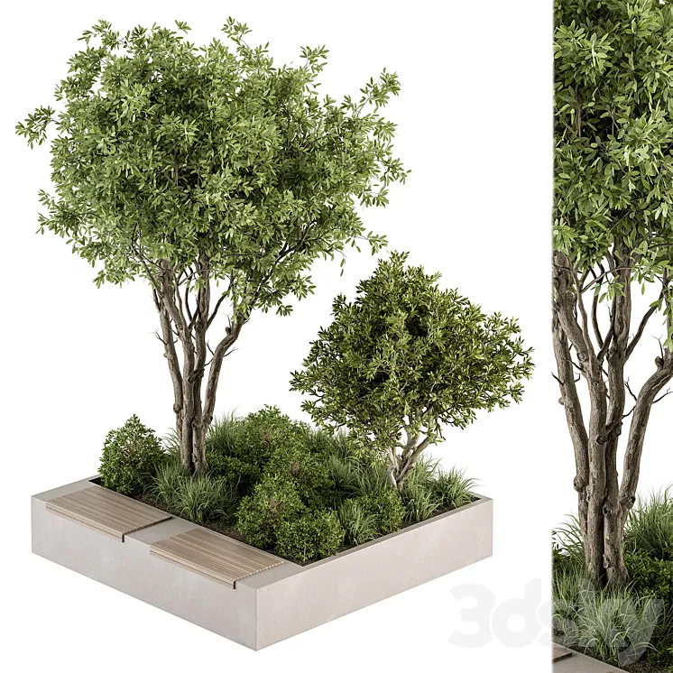 Urban Furniture Bench with Plants 45 3DS Max