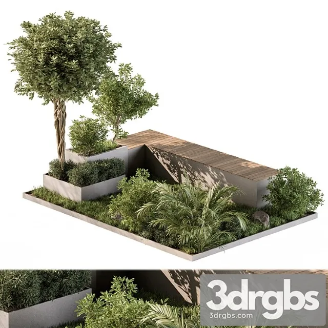 Urban Furniture Bench With Plants Set 43 3dsmax Download