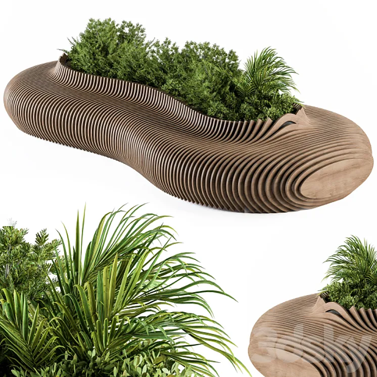 Urban Furniture \/ Parametric Bench with Plants- Set 22 3DS Max
