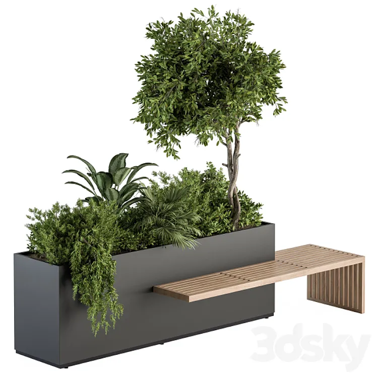 Urban Furniture \/ Plant Box with Bench – Set 28 3DS Max