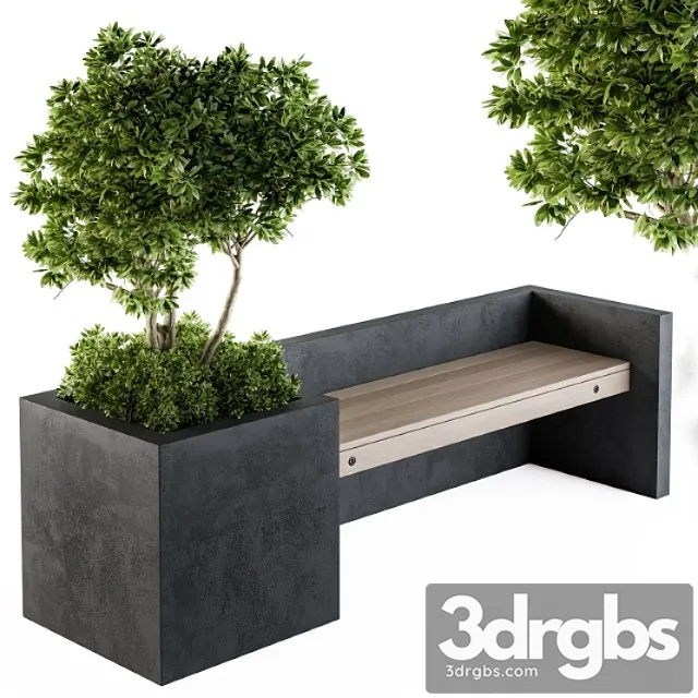 Urban furniture plants with bench 09 3dsmax Download
