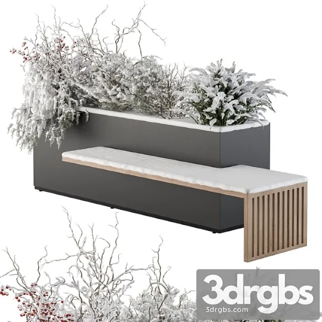 Urban Furniture Snowy Bench With Plants Set 30 3dsmax Download