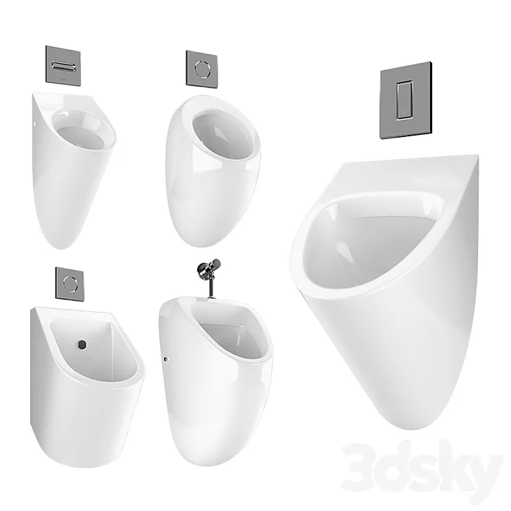 Urinal with flush buttons 2 set 3DS Max