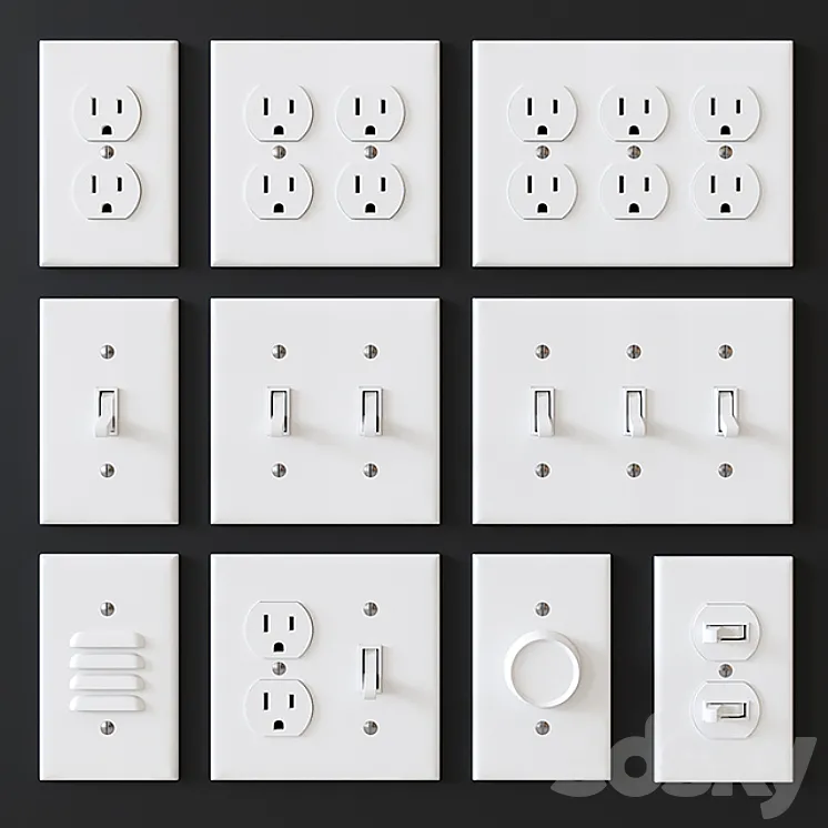 US electrical outlets and switches 3DS Max
