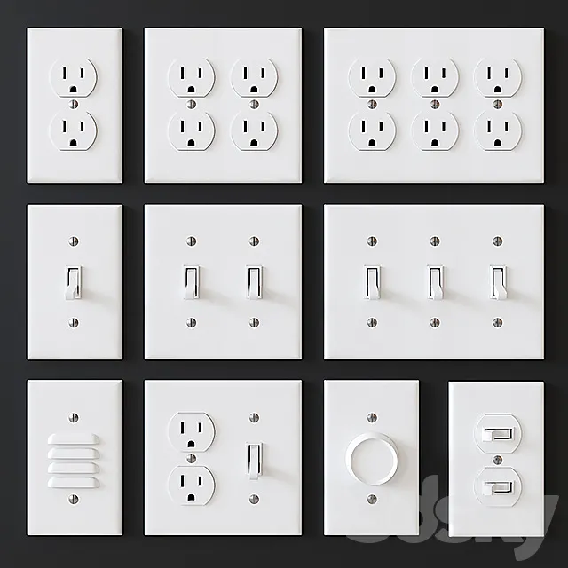 US electrical outlets and switches 3DSMax File