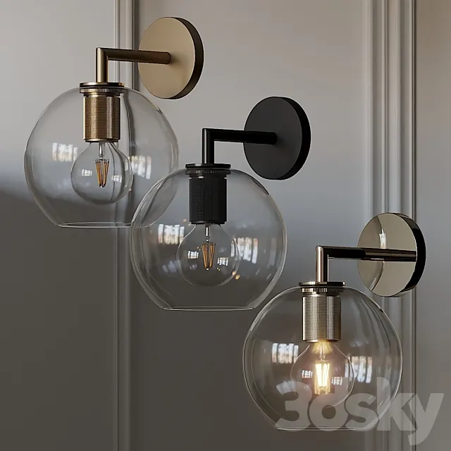 Utilitaire Globe Shade Single Sconce 3 Type Materials 3DSMax File