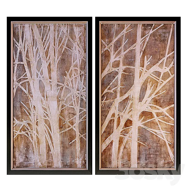 Uttermost Twigs Hand Painted Wall Art (Set of 2) 3DS Max Model