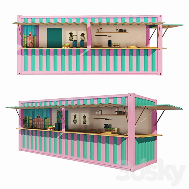 V1 Mobile-shipping-container-restaurant 3dsMax Model