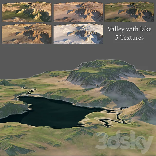 Valley with a lake (5 textures) 3ds Max