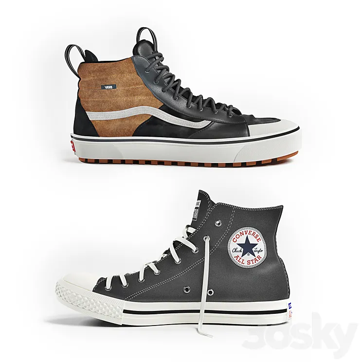 Vans and converse shoes 3DS Max