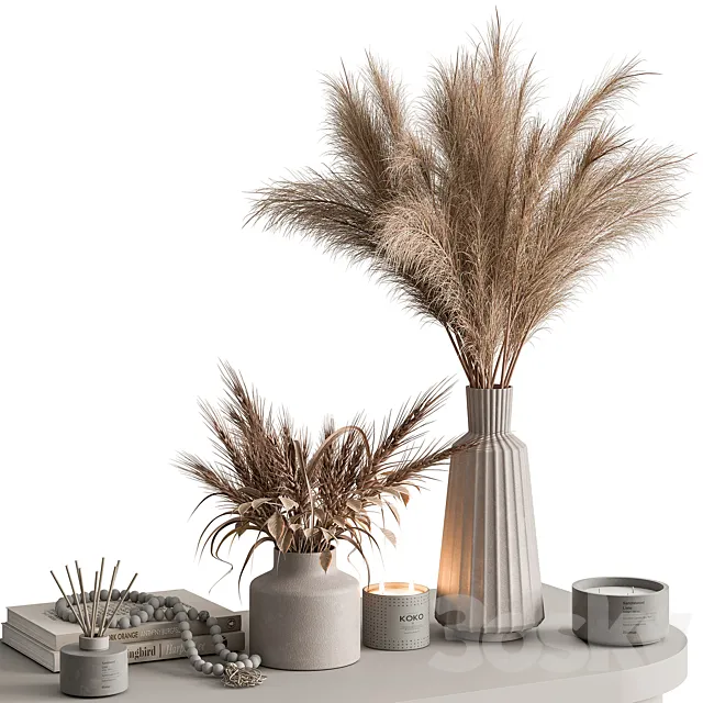 Vase and Plant Decorative Set – Set 120 3DSMax File