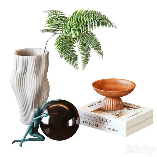 Vase and Plant Decorative Set &small sculpture 3dsMax Model