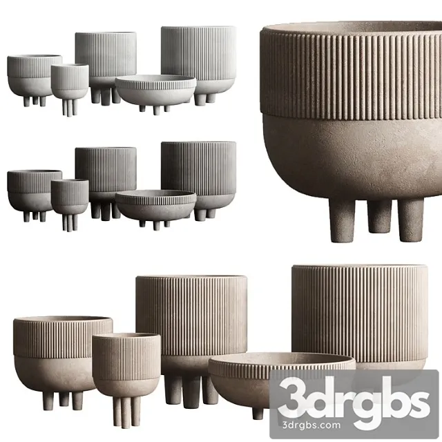 Vase Concrete Indoor Outdoor Set 03 3dsmax Download