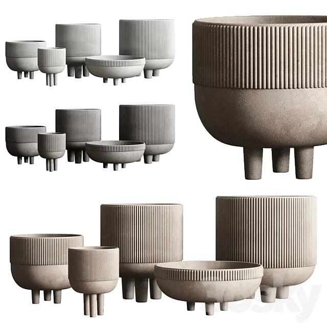 Vase Concrete Indoor Outdoor Set 03 3dsMax Model