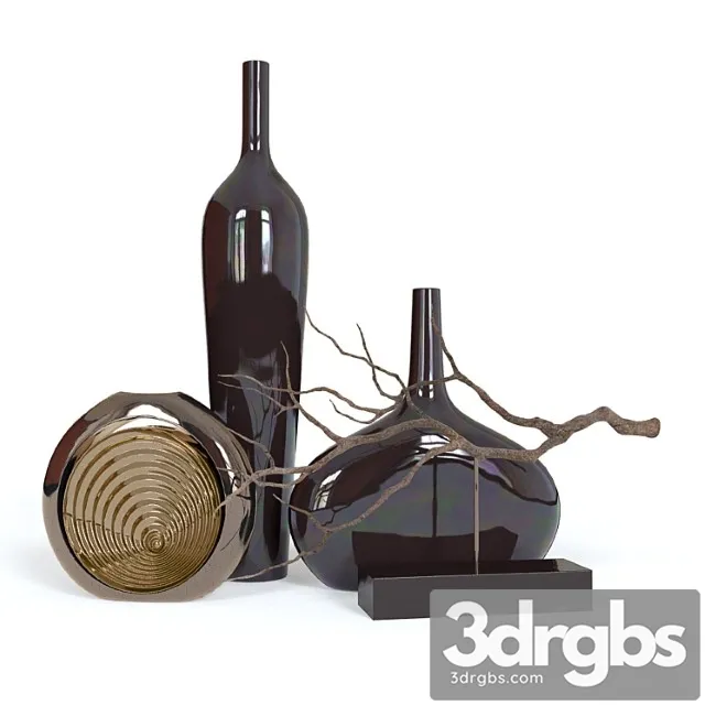Vase Decorative set 2 (3 vases and line) 3dsmax Download