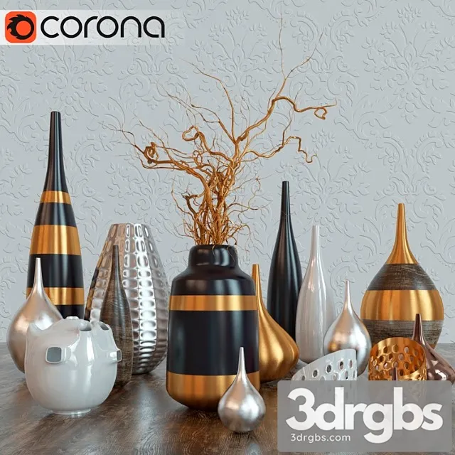Vase Decorative set 3dsmax Download
