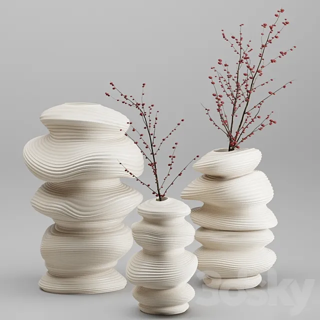 Vase Set 03-Deformed Ceramic Vase 3ds Max