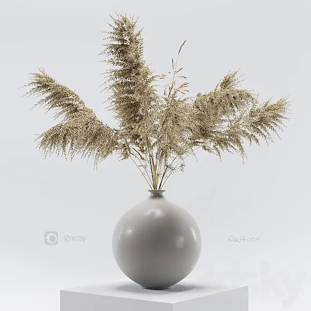 Vase with dried flowers 0001 3DSMax File