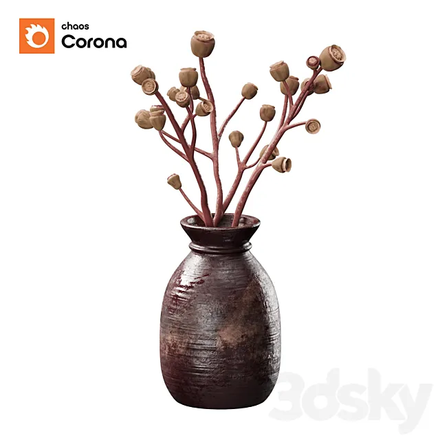 Vase With Dry Plant 3dsMax Model