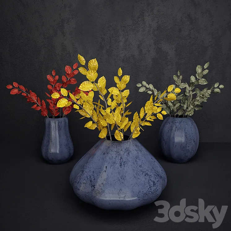 Vase with leaves 3DS Max
