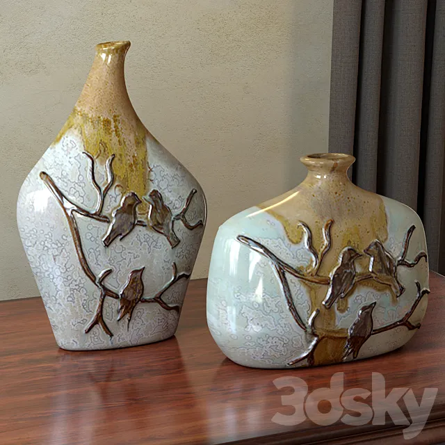 vase with raised birds 3DS Max Model