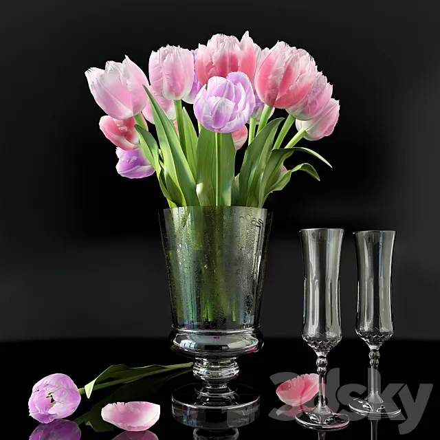 Vase with tulips 3ds Max