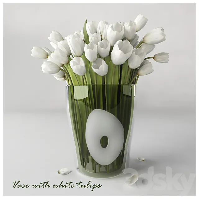 Vase with white tulips 3DSMax File
