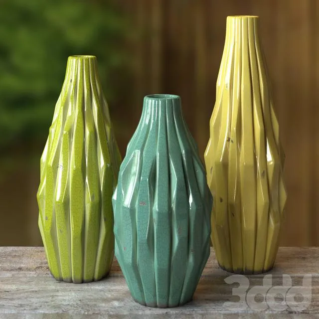 Vases Cactus with craquelure 3dsMax Model