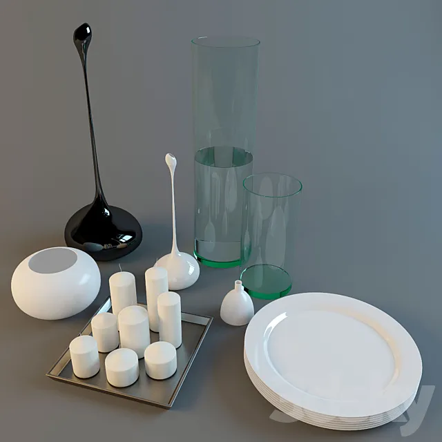 Vases plates candles 3ds Max