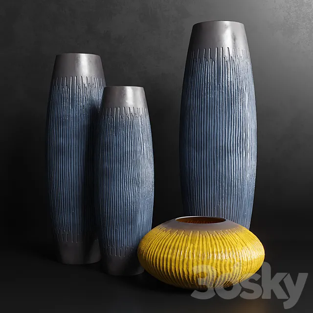 Vases set 6 3ds Max