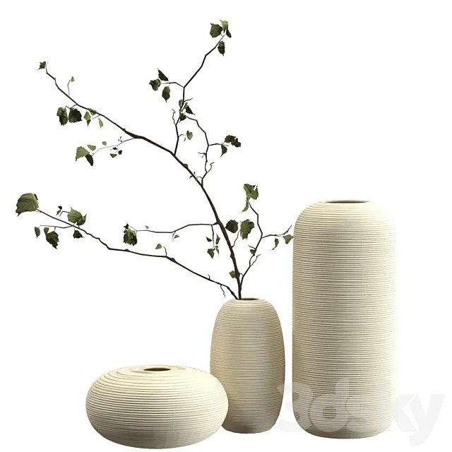 Vases with branch 3ds Max