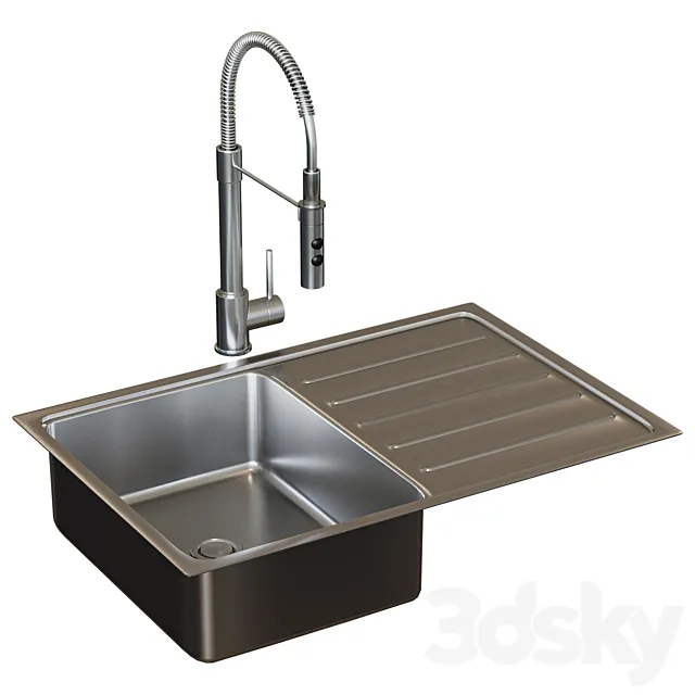 VATTUDALEN VATTUDALEN Single mortise sink with wing stainless steel69x47 cm 3DS Max Model