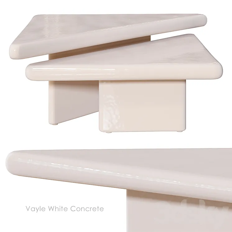 Vayle White Concrete Coffee Table by CB2 3DS Max Model