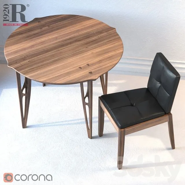 Vegan table. Bever sedia chair. Riva 1920 3dsMax Model