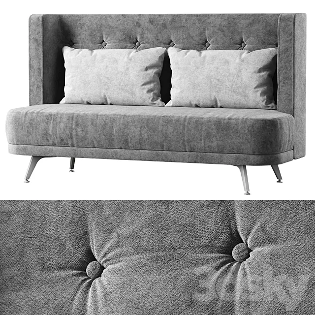 Velor two-seater restaurant sofa KL016 _ Two-seater sofa with carriage pull 3ds Max