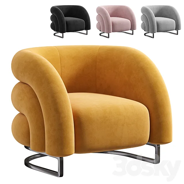 Velvet Accent Chair 3ds Max