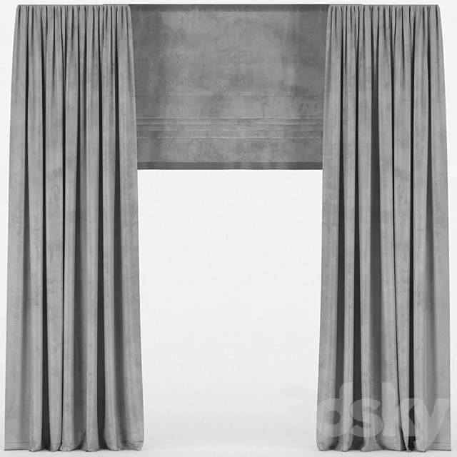 Velvet curtains with roman 3DS Max Model