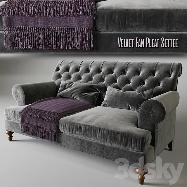 Velvet Fan Pleat Settee | RALF Coffee table 3ds Max