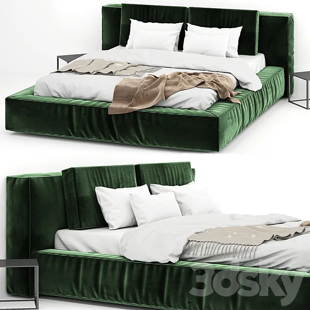 Velvet green bed 3ds Max