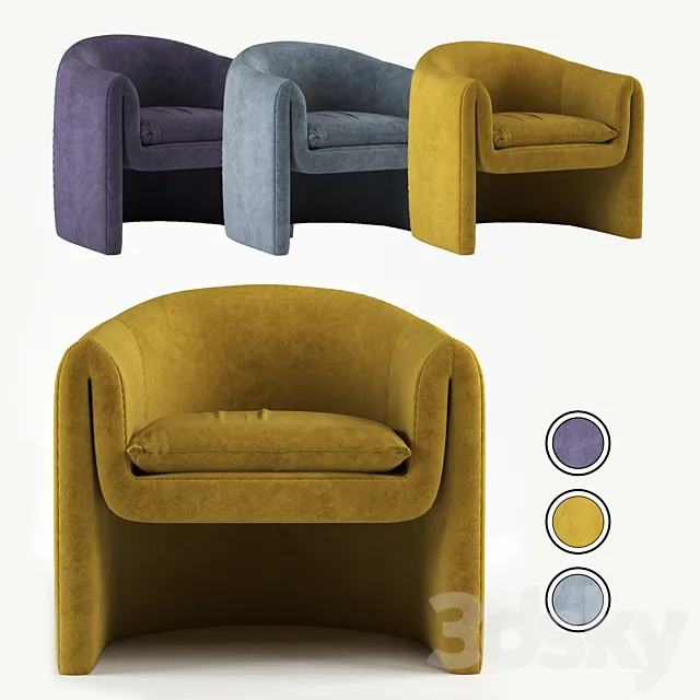 Velvet Sculptural Chair 3DS Max Model