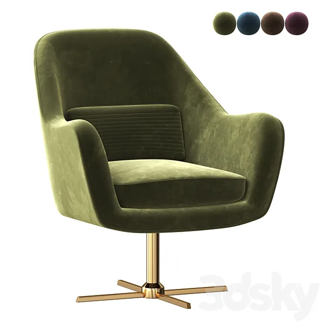 Velvet Swivel Lounge Chair 3ds Max
