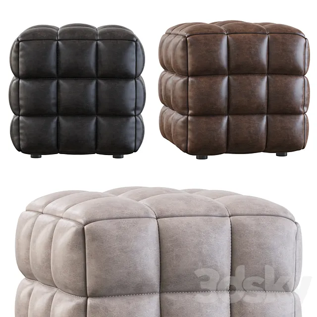 VELVET TUFTED CUBE FOOTSTOOL OTTOMAN 3ds Max