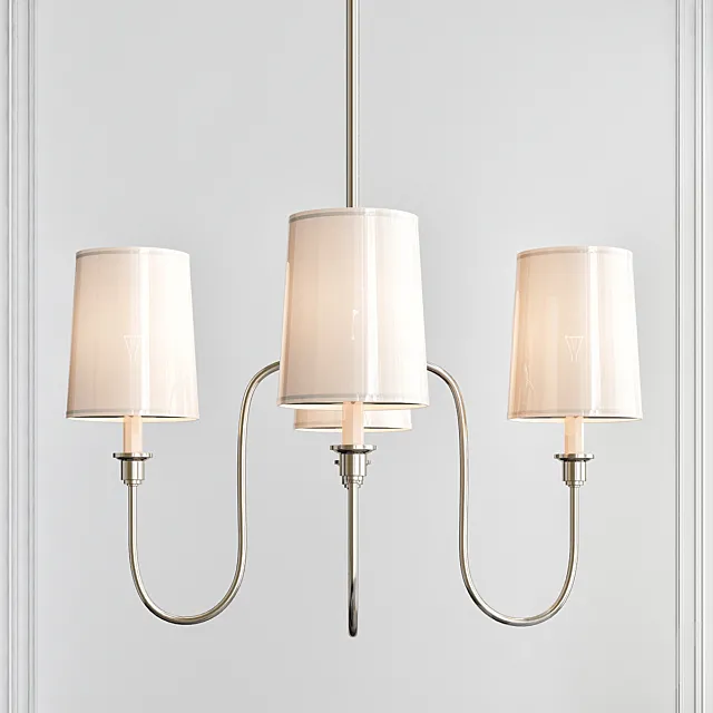Vendome Small Chandelier in Polished Nickel with Natural Paper Shades 3DS Max Model
