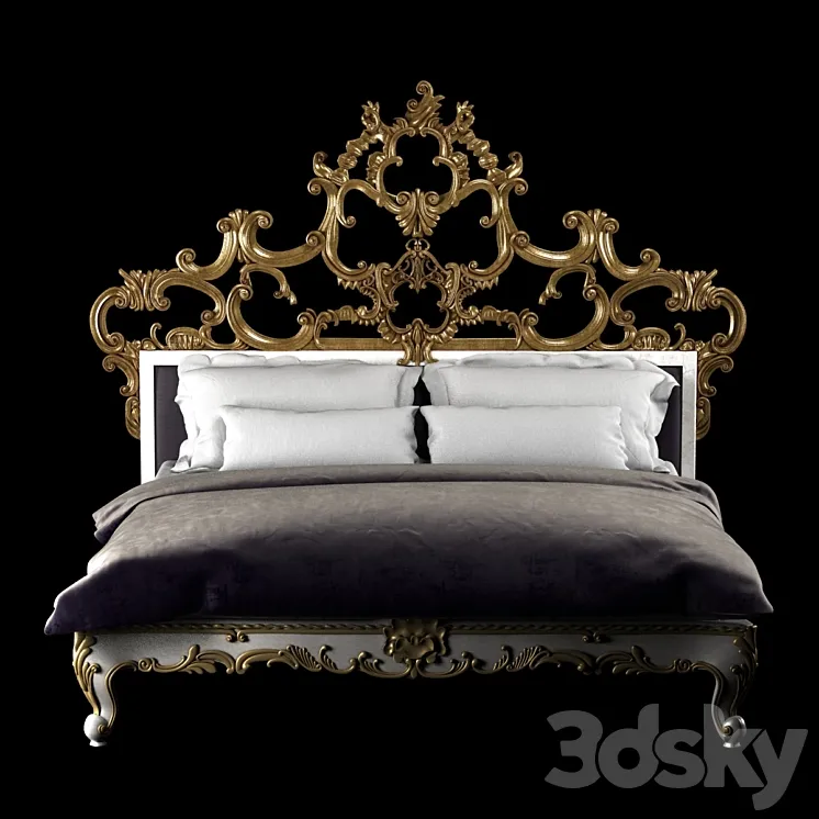 Venetian king gold decorated bed 3DS Max