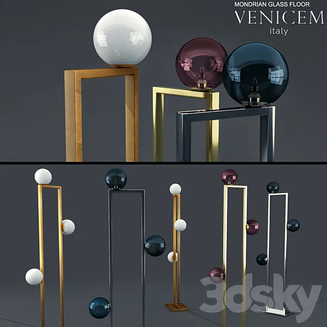 VeniceM mondrian glass floor lamp 3DS Max Model