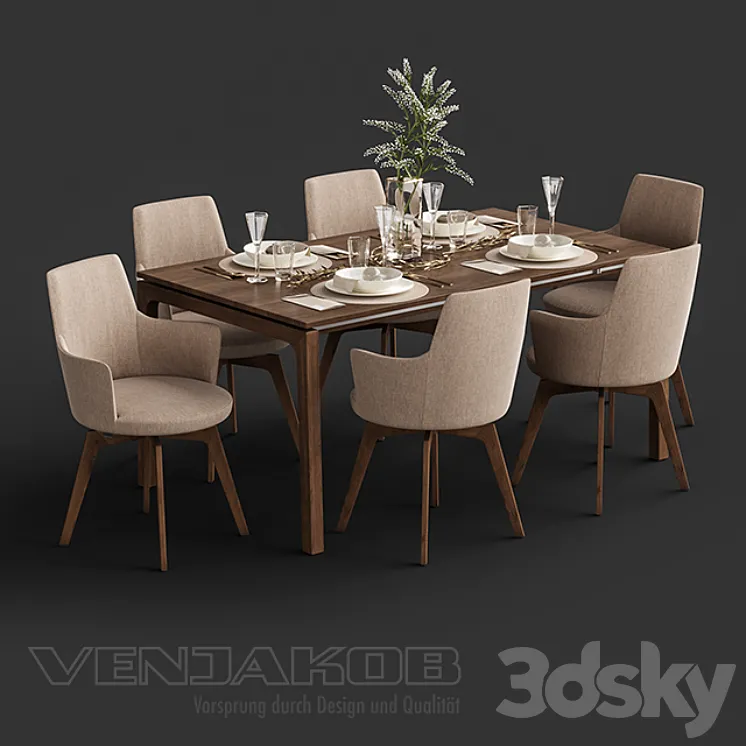 Venjakob Alexia Chair with Dining Table ET388 3DS Max