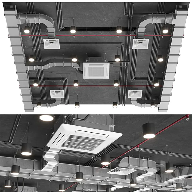 Ventilation system set 01 3ds Max