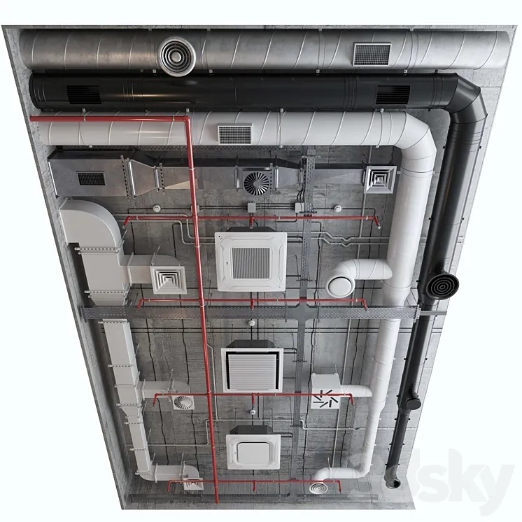Ventilation system set 01 3DS Max
