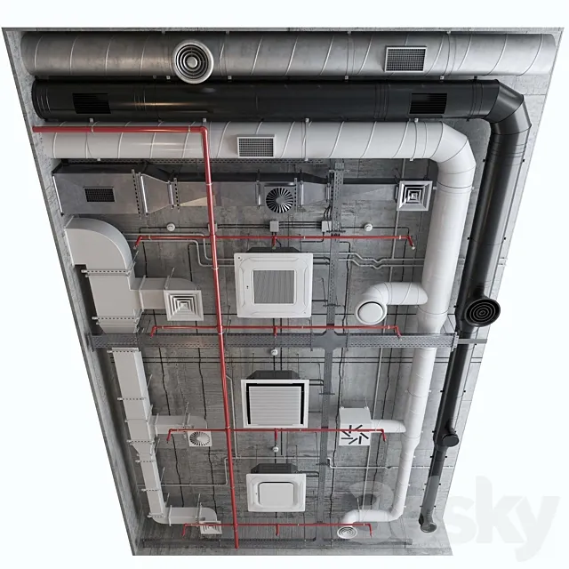 Ventilation system set 01 3DSMax File
